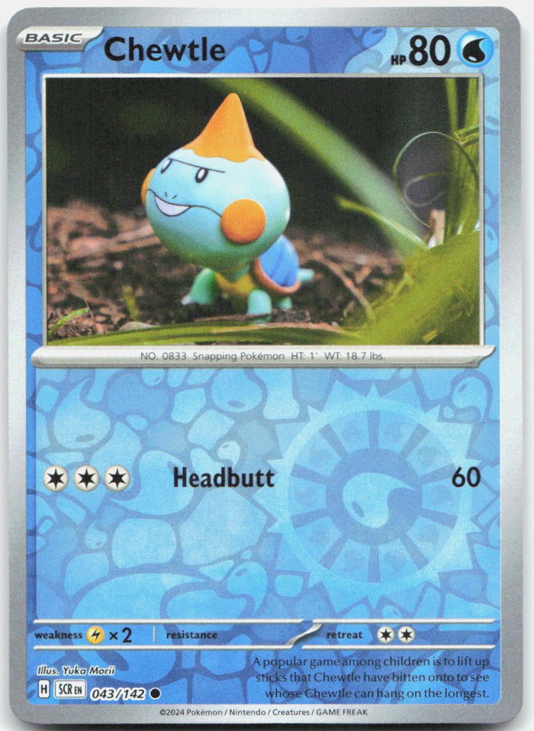 Chewtle 43/142 Common Stellar Crown Pokemon Reverse Holo Near Mint