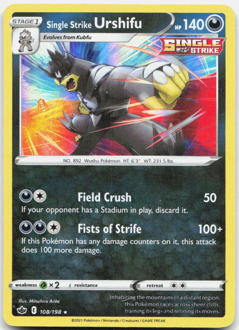 Single Strike Urshifu 108/198 Holo Rare Chilling Reign Pokemon Reverse Holo DMG