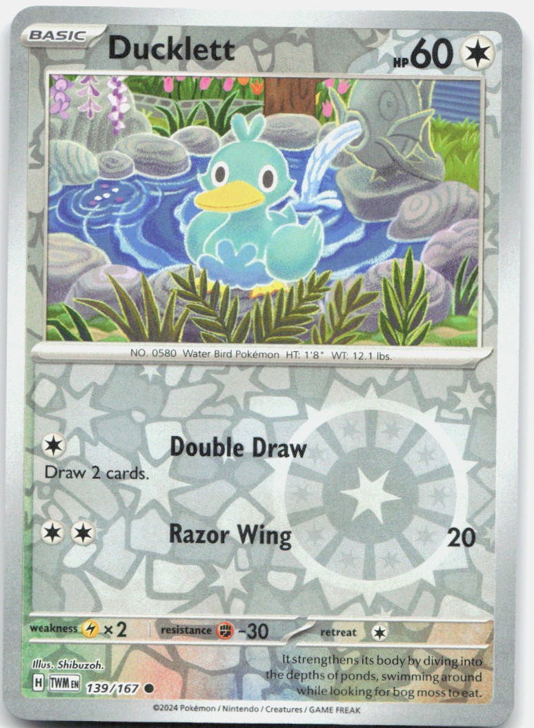 Ducklett 139/167 Common Twilight Masquerade Pokemon Reverse Holo Near Mint