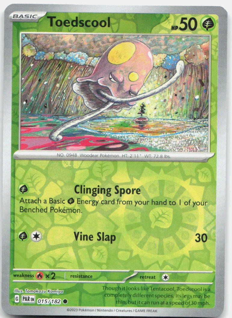 Toedscool 015/182 Common Paradox Rift Pokemon Reverse Holo Near Mint