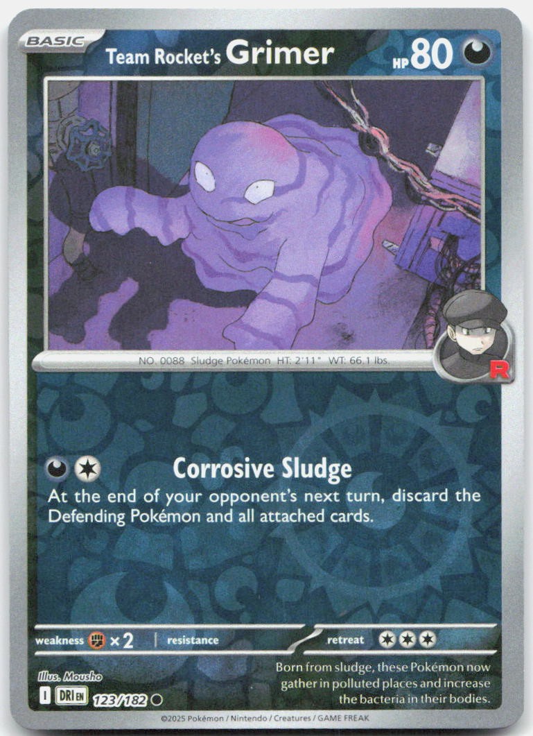 Team Rocket's Grimer 123/182 Common Destined Rivals Pokemon Reverse Holo NM