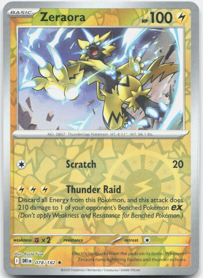 Zeraora Reverse Holo Rare SV10: Destined Rivals 078/182 NM