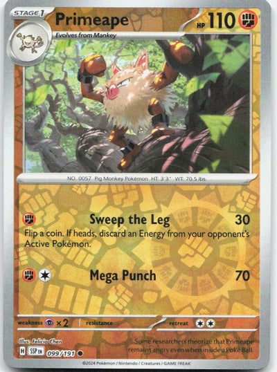 Primeape Reverse Holo Common SV08: Surging Sparks 099/191 NM