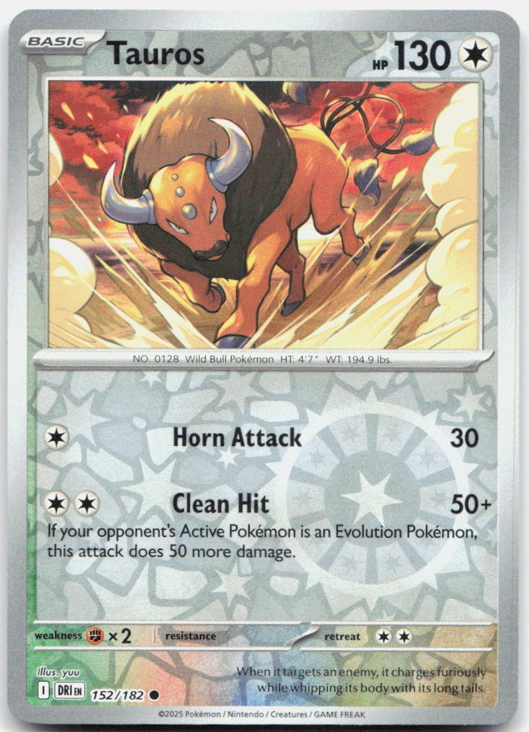 Tauros Reverse Holo Common SV10: Destined Rivals 152/182 NM