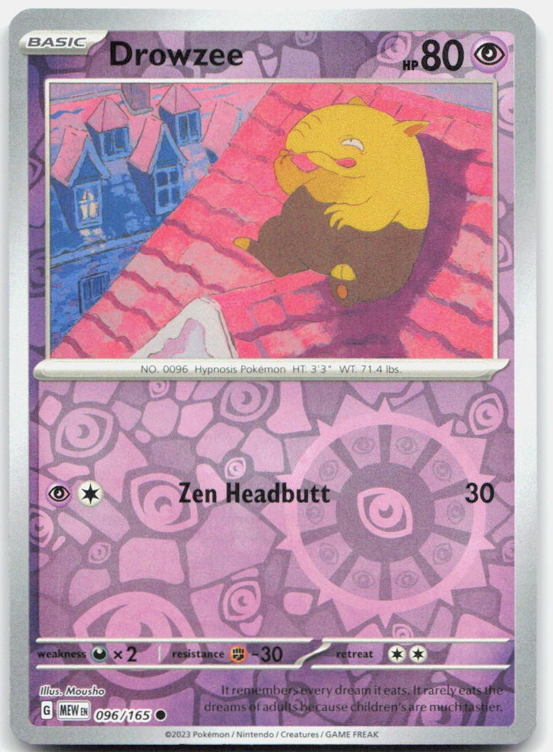 Drowzee 096/165 Common 151 Pokemon Reverse Holo Near Mint