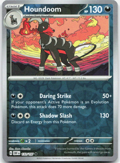 Houndoom Reverse Holo Uncommon SV03: Obsidian Flames 133/197 NM