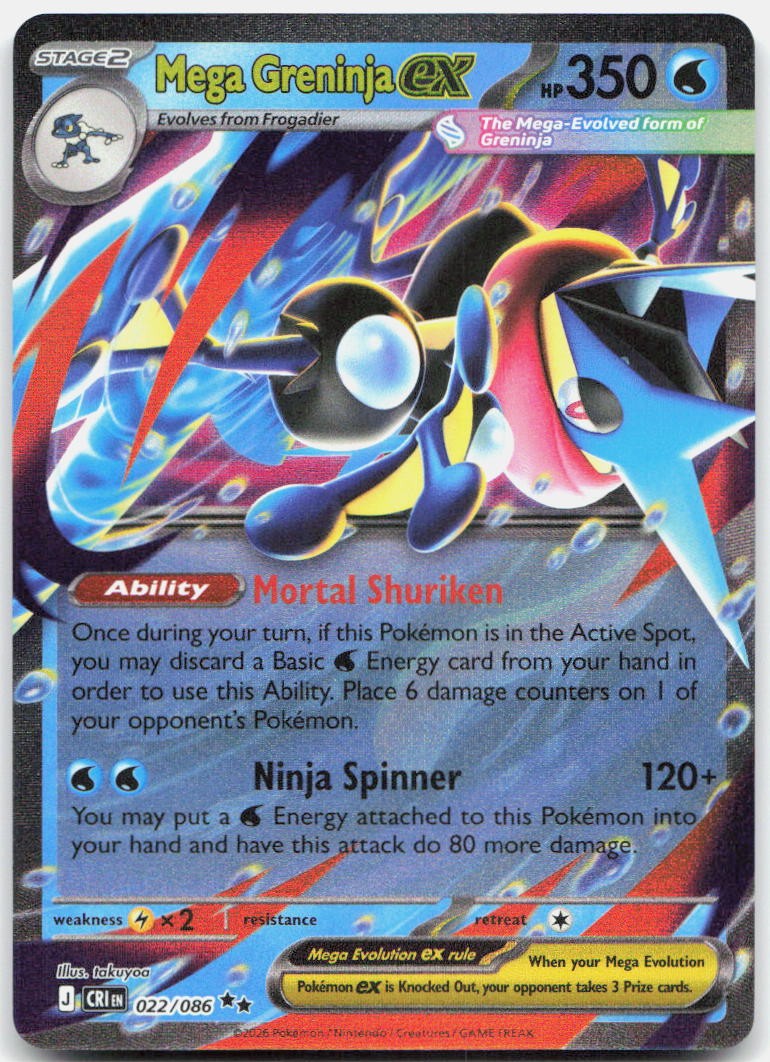 Mega Greninja ex 022/086 Double Rare Chaos Rising Pokemon Holo Near Mint