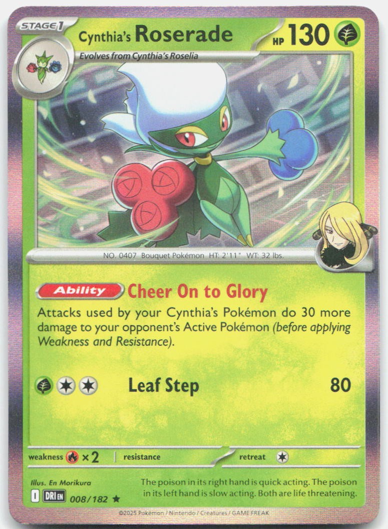 Cynthia's Roserade Rare Prize Pack Series Cards 008/182 NM