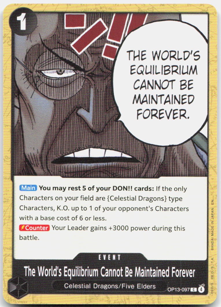 TheWorld's Equilibrium Cannot Be Maintained Forever Tournament Cards OP13-097 NM