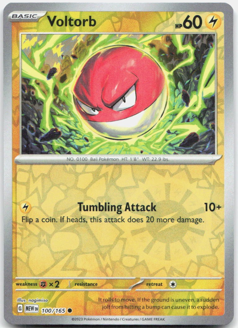 Voltorb 100/165 Common 151 Pokemon Reverse Holo Near Mint