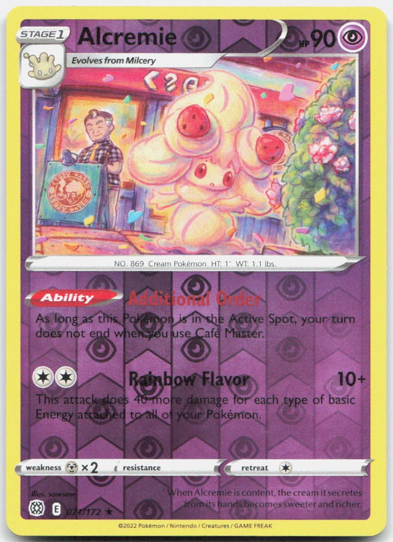 Alcremie 071/172 Rare Brilliant Stars Pokemon Reverse Holo Near Mint