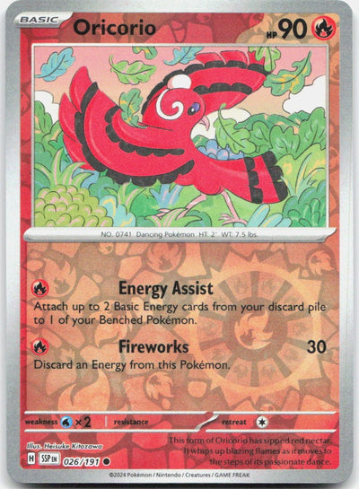 Oricorio Reverse Holo Common SV08: Surging Sparks 026/191 NM