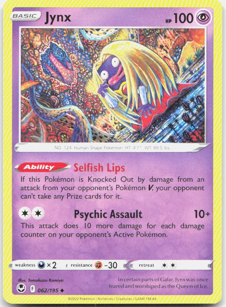 Jynx 062/195 Uncommon Silver Tempest Pokemon Near Mint