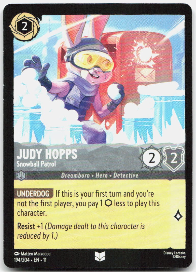 Judy Hopps - Snowball Patrol Uncommon Winterspell 194/204 NM