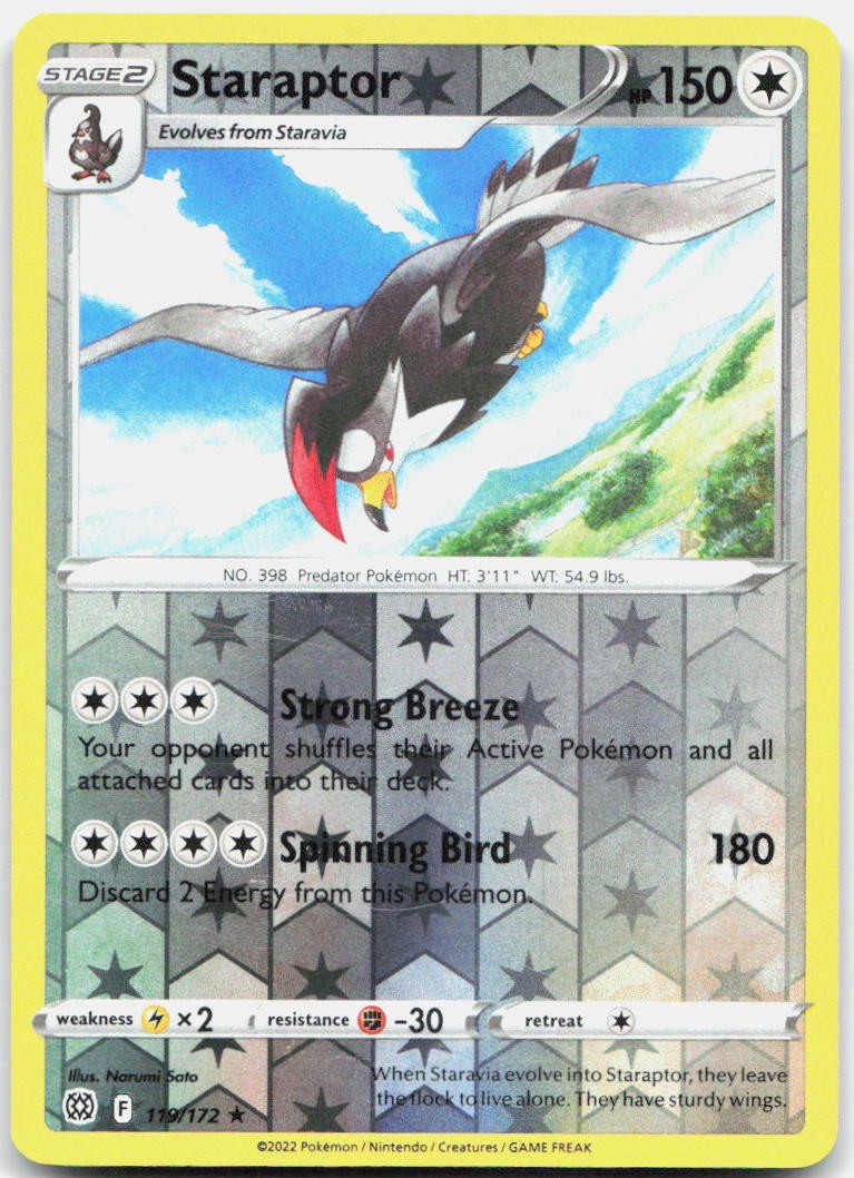 Staraptor 119/172 Rare Brilliant Stars Pokemon Reverse Holo Near Mint