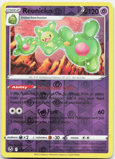 Reuniclus 078/195 Holo Rare Silver Tempest Pokemon Reverse Holo Near Mint