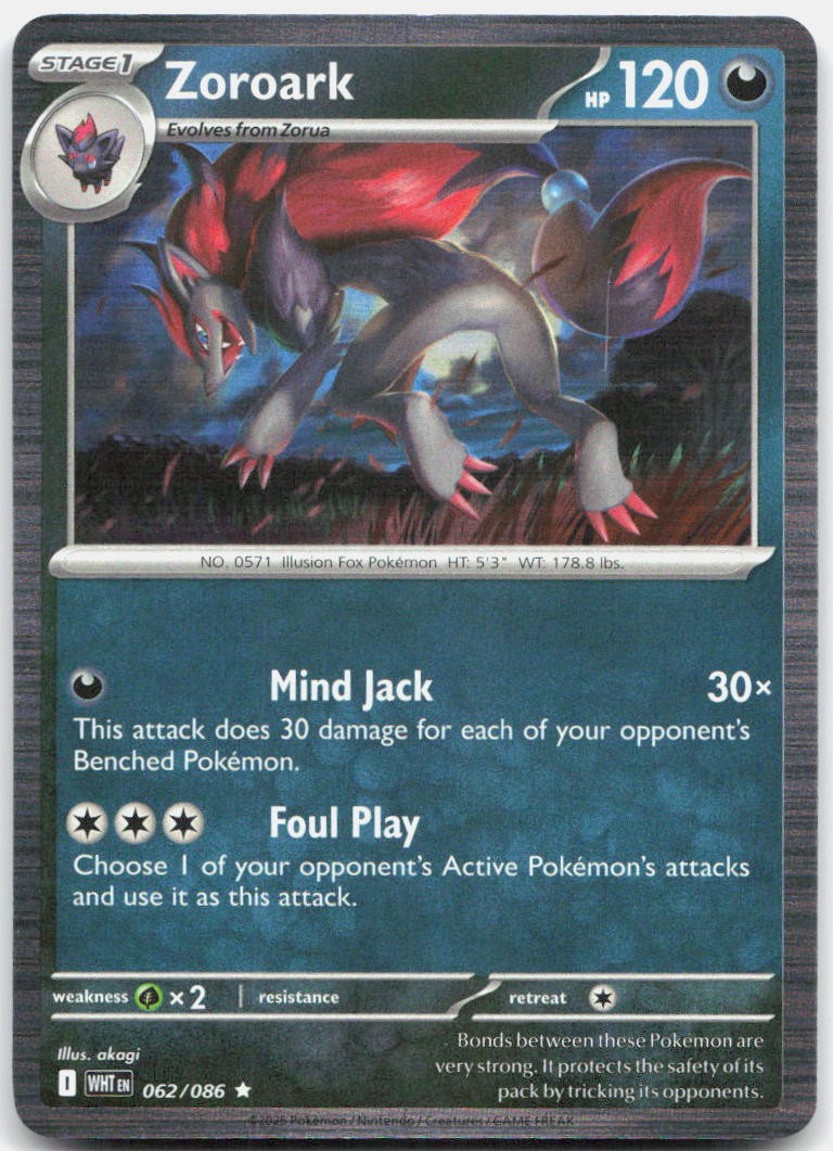 Zoroark 062/086 Holo Rare White Flare Pokemon Near Mint