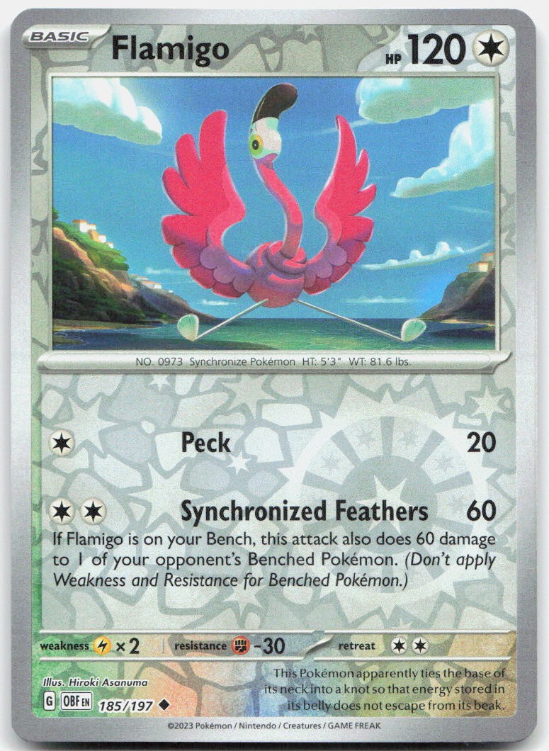 Flamigo Reverse Holo Uncommon SV03: Obsidian Flames 185/197 NM