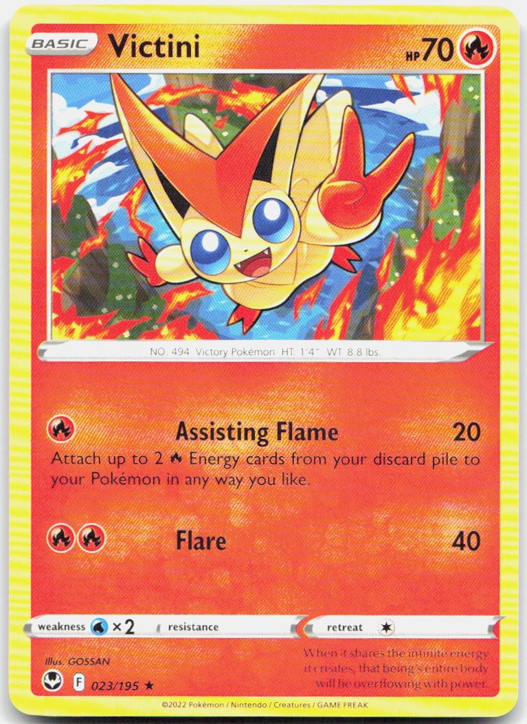 Victini 023/195 Rare Silver Tempest Pokemon Near Mint