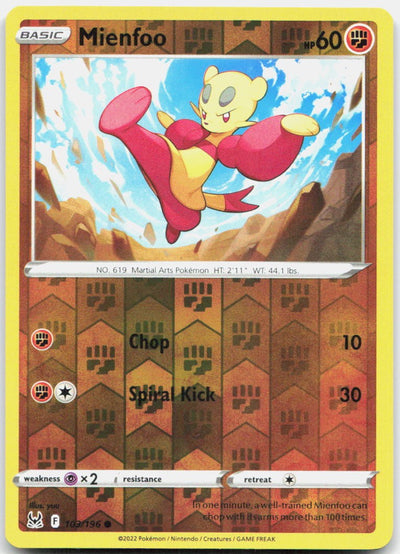 Mienfoo Reverse Holo Common SWSH11: Lost Origin 103/196 NM