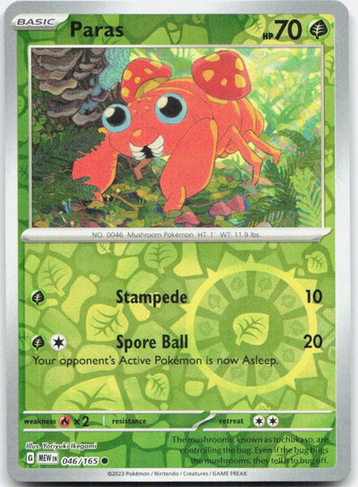 Paras 046/165 Common 151 Pokemon Reverse Holo Near Mint