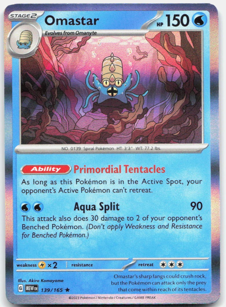 Omastar 139/165 Rare 151 Pokemon Holo Near Mint