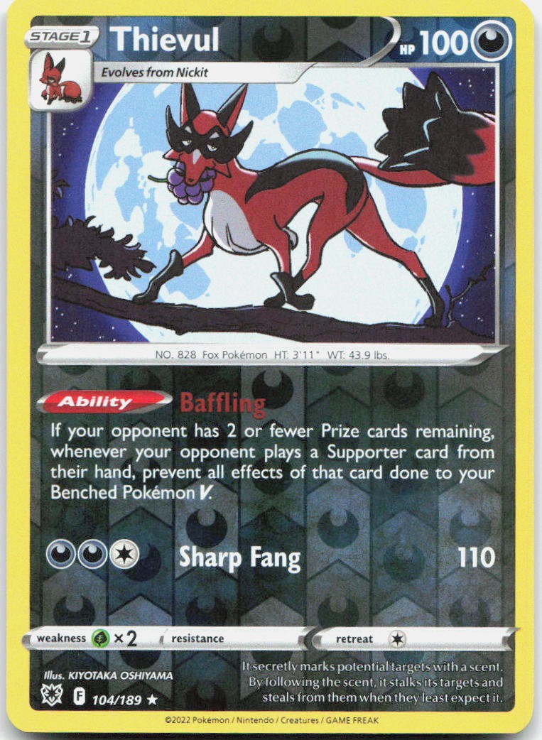 Thievul Reverse Holo Rare SWSH10: Astral Radiance 104/189 NM