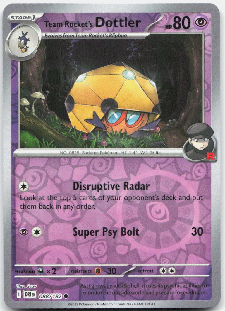 Team Rocket's Dottler 088/182 Common Destined Rivals Pokemon Reverse Holo NM