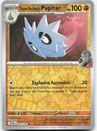Team Rocket's Pupitar 095/182 Common Destined Rivals Pokemon Reverse Holo NM