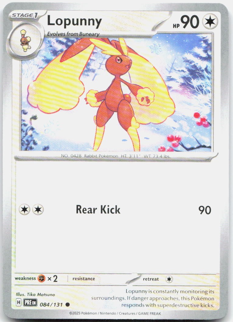 Lopunny 084/131 Common Prismatic Evolutions Pokemon Near Mint