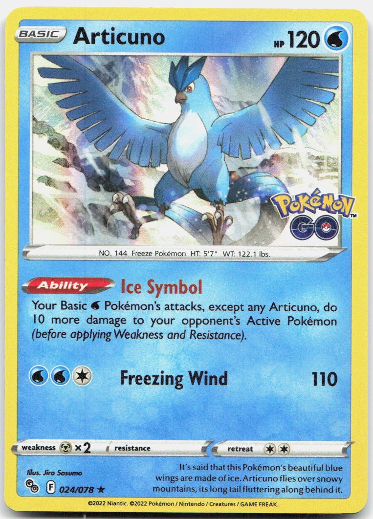 Articuno 024/078 Holo Rare Pokemon GO Pokemon Near Mint