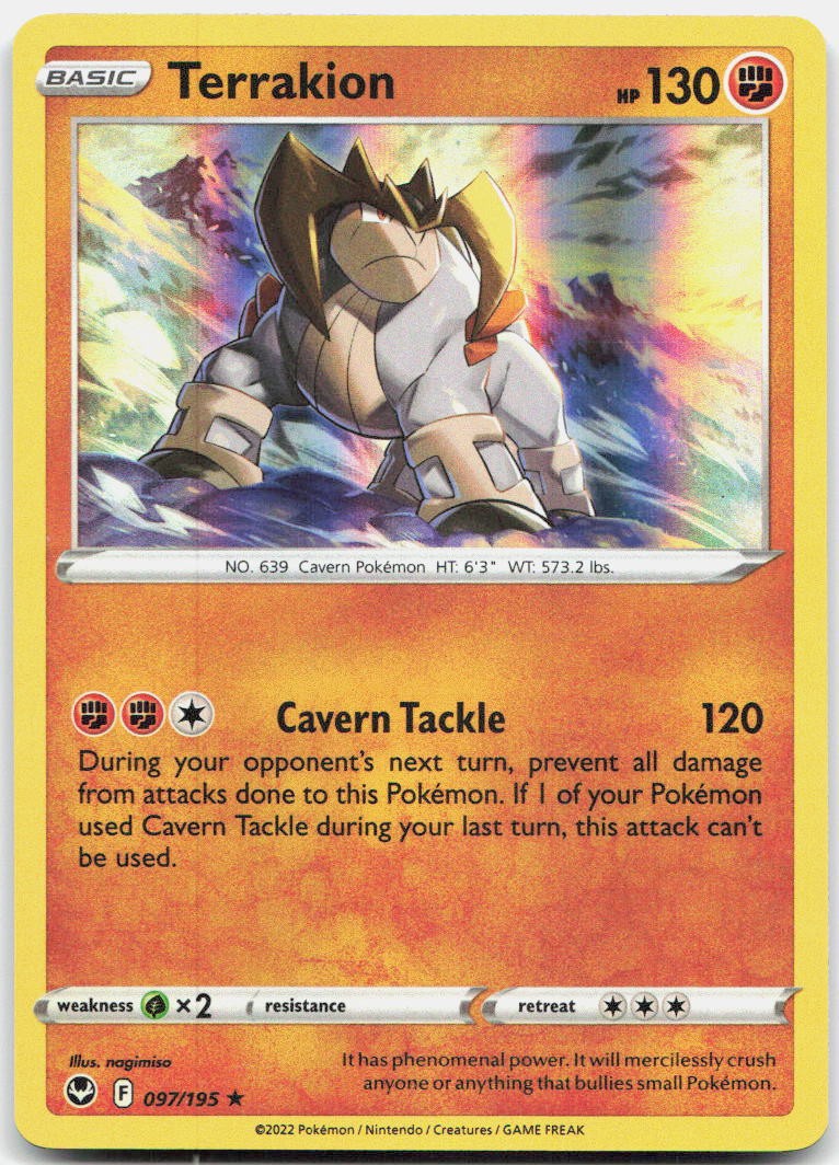 Terrakion 097/195 Holo Rare Silver Tempest Pokemon Near Mint