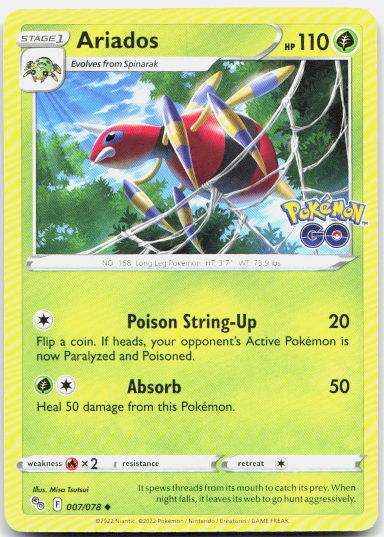 Ariados 007/078 Uncommon Pokemon GO Pokemon Near Mint