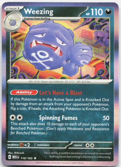 Weezing 110/165 Rare 151 Pokemon Holo Near Mint