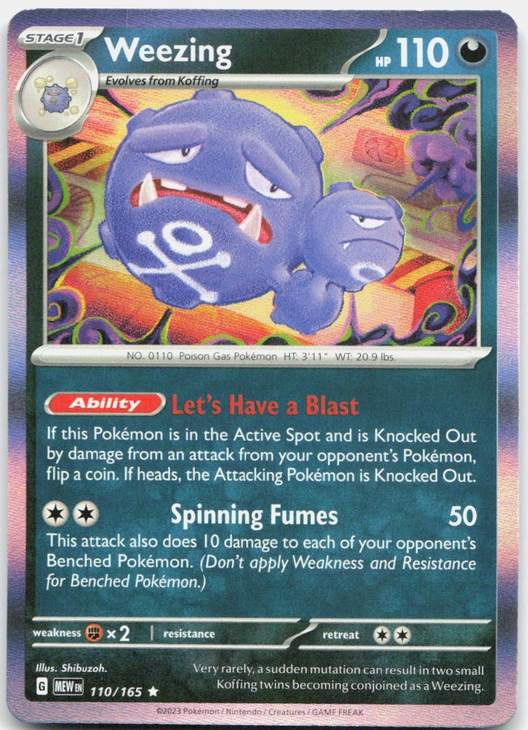 Weezing 110/165 Rare 151 Pokemon Holo Near Mint