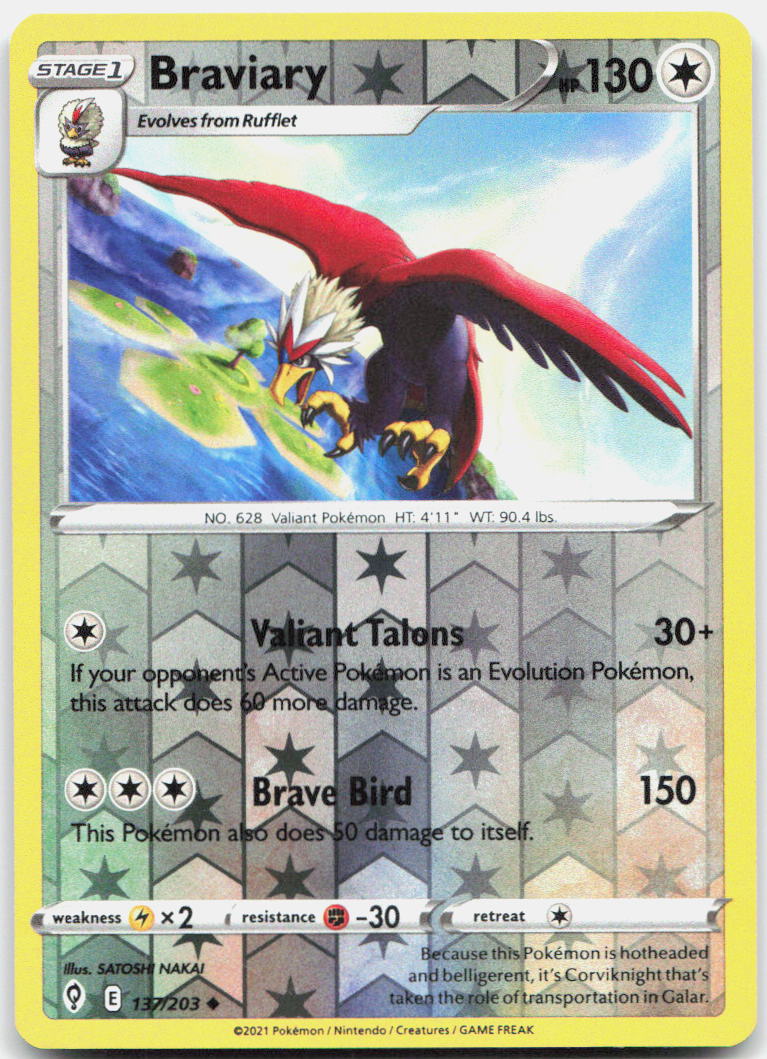 Braviary Reverse Holo Uncommon SWSH07: Evolving Skies 137/203 NM