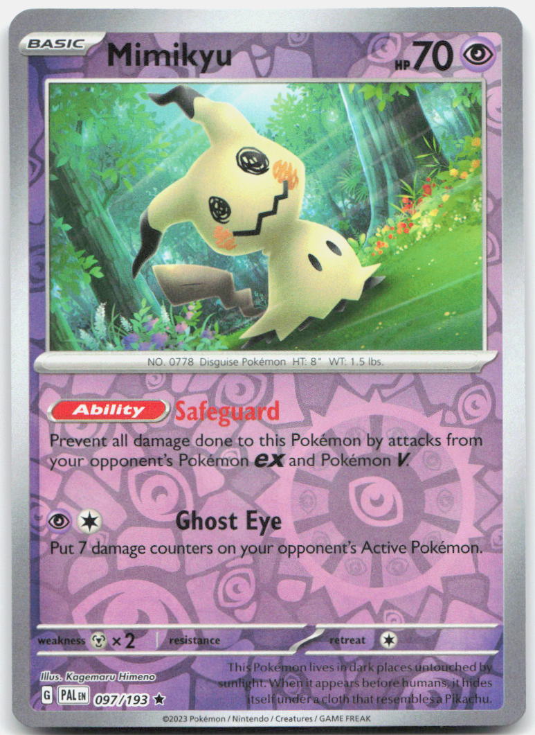 Mimikyu Reverse Holo Rare SV02: Paldea Evolved 097/193 NM