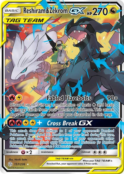 Reshiram & Zekrom GX #157/236 - SM - Cosmic Eclipse