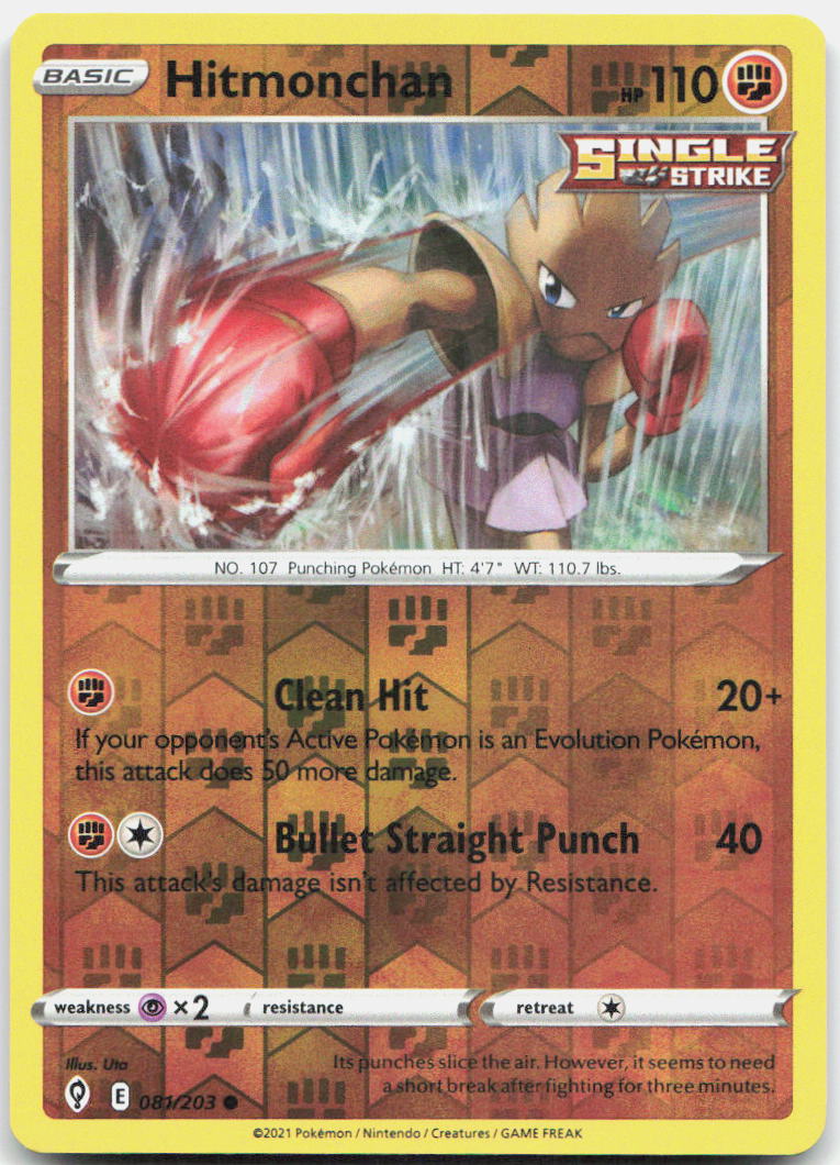 Hitmonchan Reverse Holo Common SWSH07: Evolving Skies 081/203 NM
