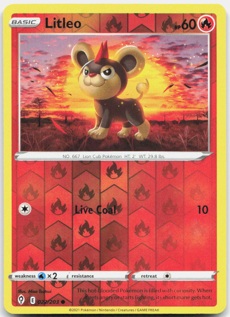 Litleo Reverse Holo Common SWSH07: Evolving Skies 022/203 NM