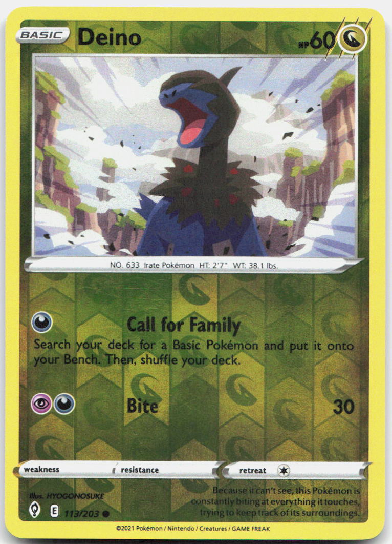 Deino Reverse Holo Common SWSH07: Evolving Skies 113/203 MP