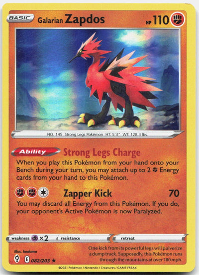 Galarian Zapdos 082/203 Holo Rare Evolving Skies Pokemon Near Mint
