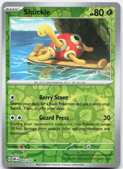 Shuckle Reverse Holo Common SV03: Obsidian Flames 005/197 NM