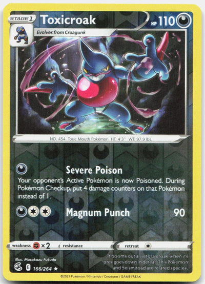Toxicroak 166/264 Rare Fusion Strike Pokemon Reverse Holo Near Mint