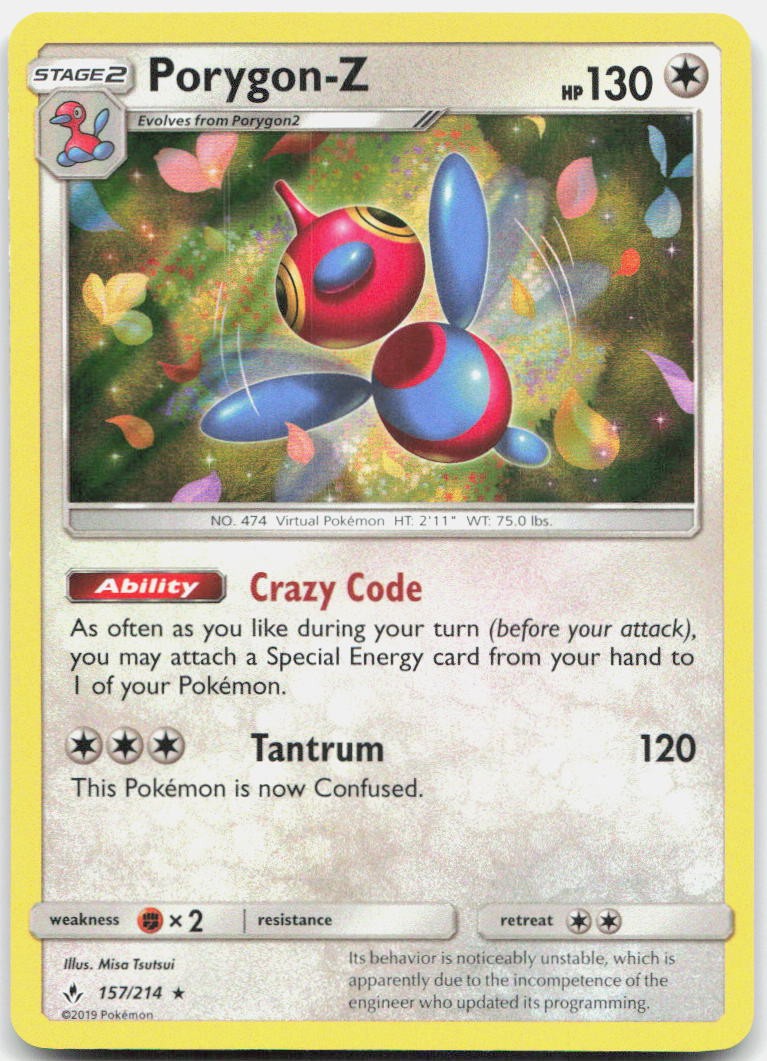 Porygon-Z 157/214 Holo Rare Unbroken Bonds Pokemon Holo Near Mint