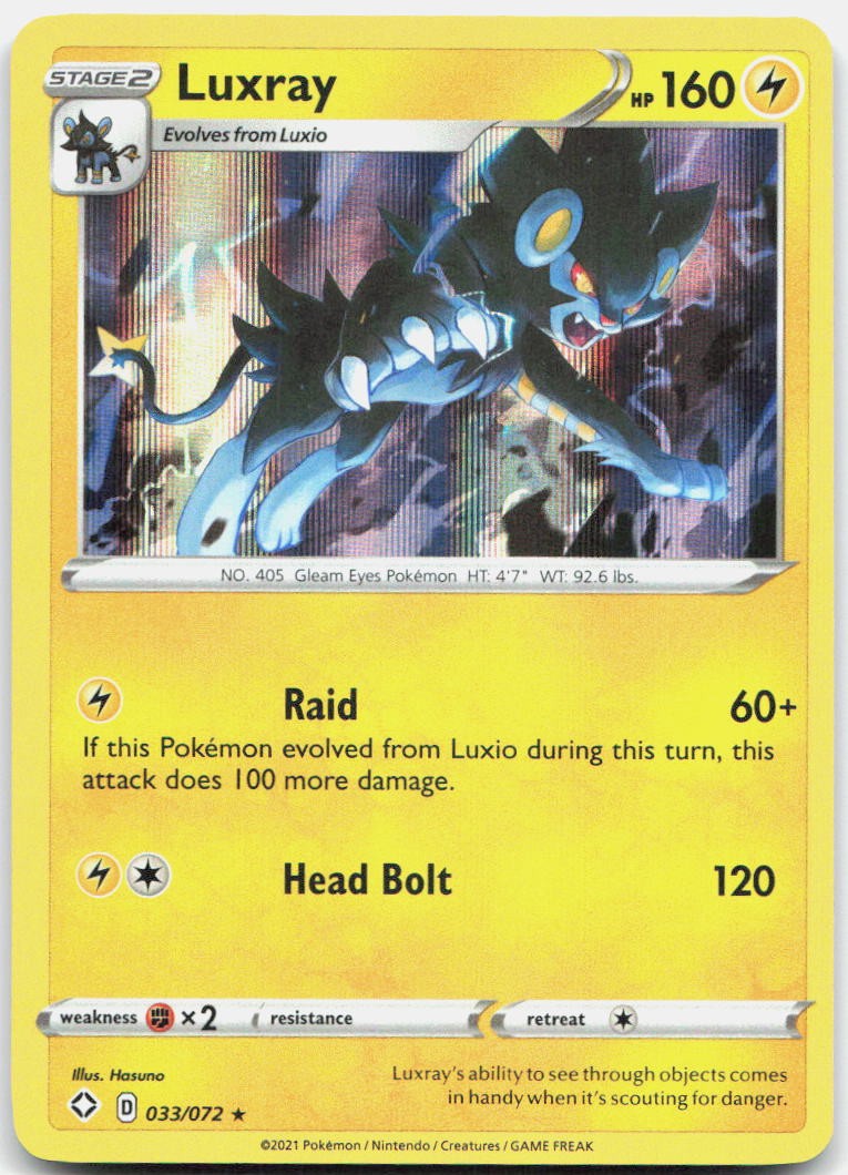 Luxray 033/072 Holo Rare Shining Fates Pokemon Near Mint