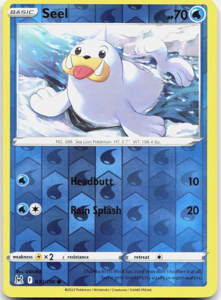 Seel Reverse Holo Common SWSH11: Lost Origin 033/196 NM