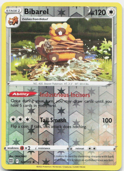 Bibarel 121/172 Holo Rare Brilliant Stars Pokemon Reverse Holo Near Mint