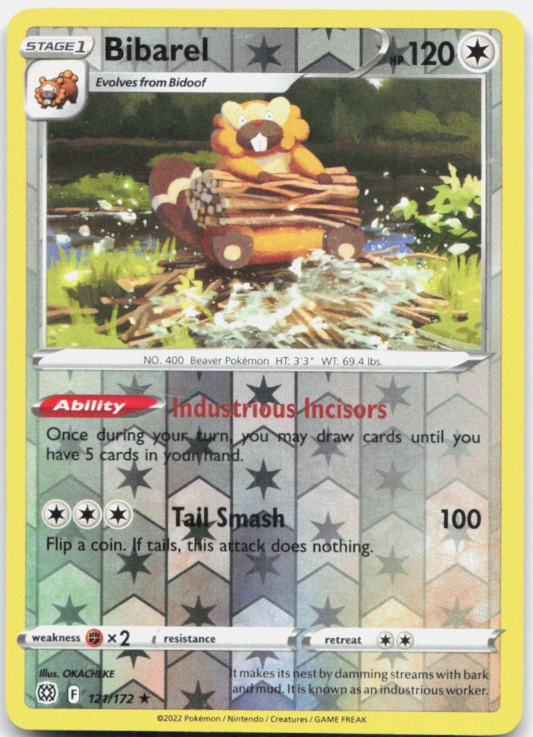Bibarel 121/172 Holo Rare Brilliant Stars Pokemon Reverse Holo Near Mint
