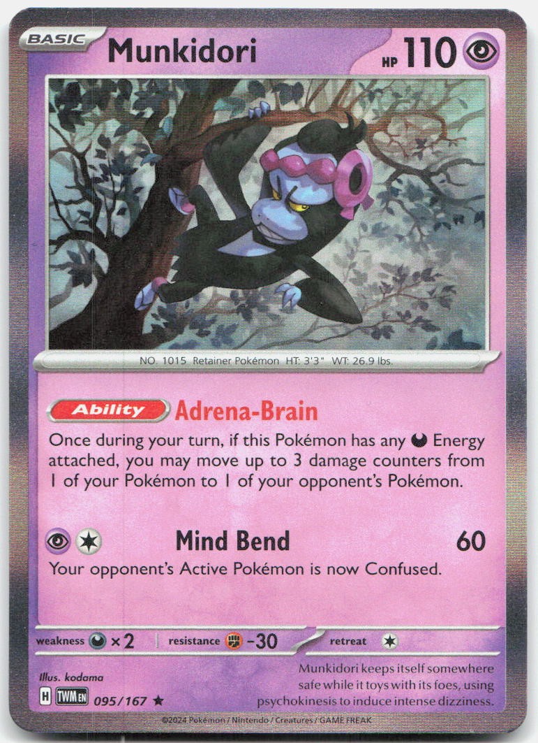 Munkidori 095/167 Rare Twilight Masquerade Pokemon Holo Near Mint